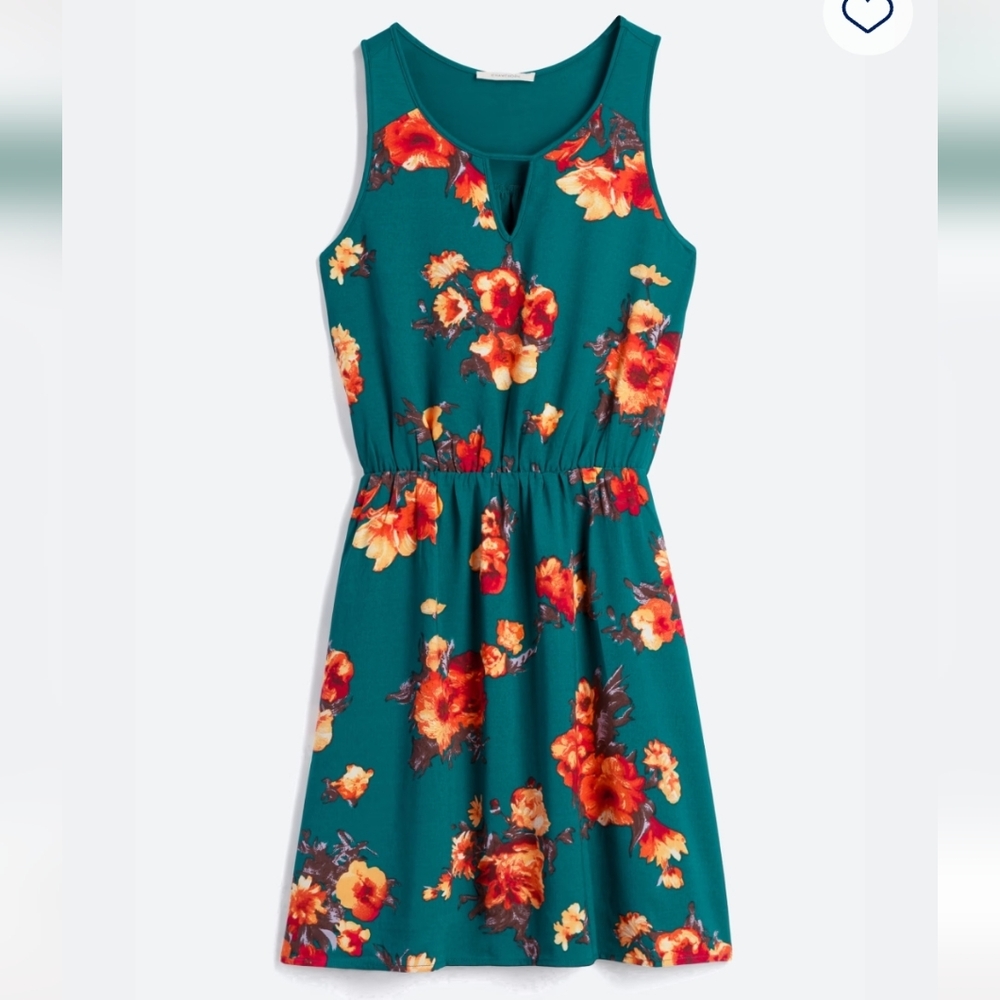 Market & Spruce Teal Green Floral Midi Dress